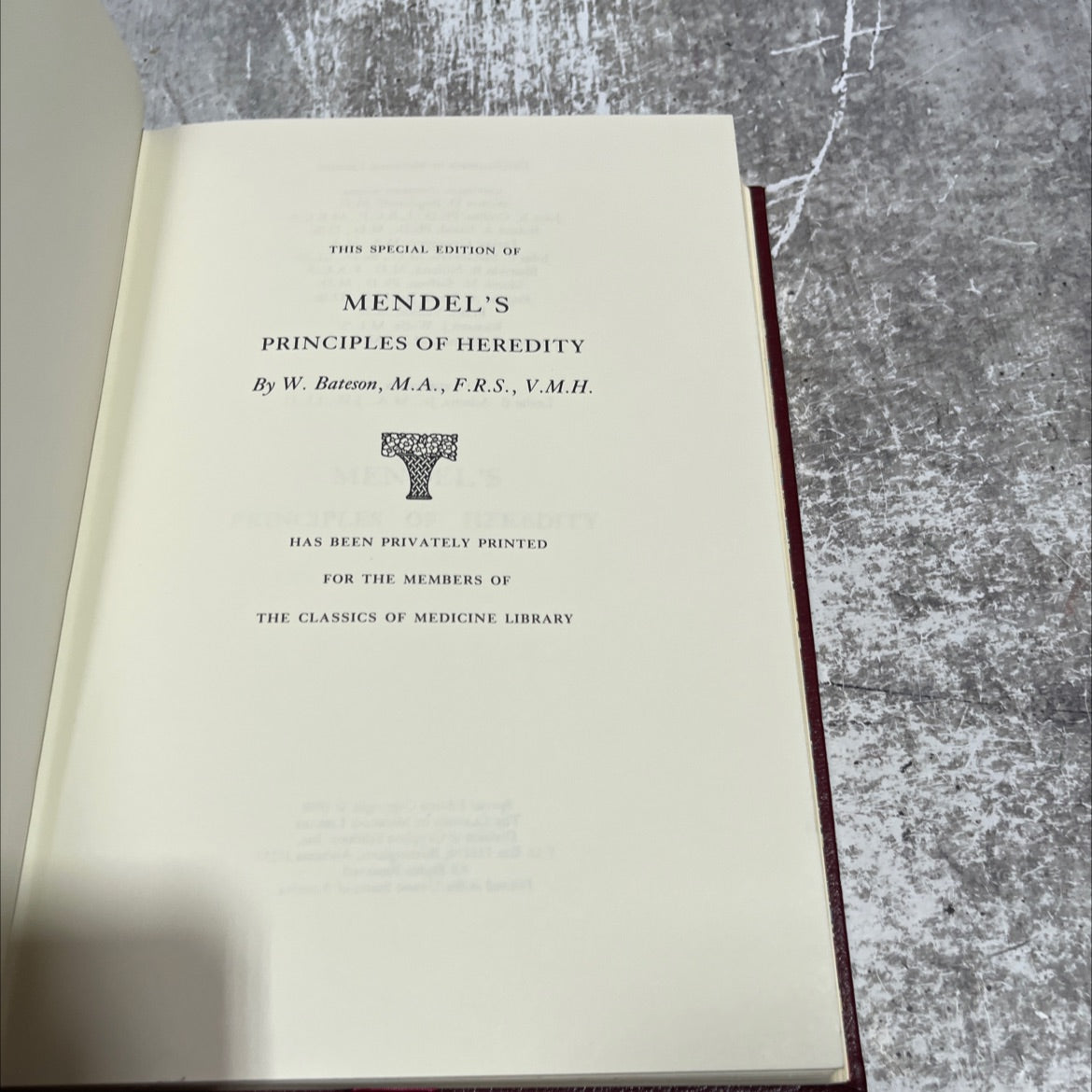 mendel's principles of heredity book, by w. bateson, 1990 Leather image 2