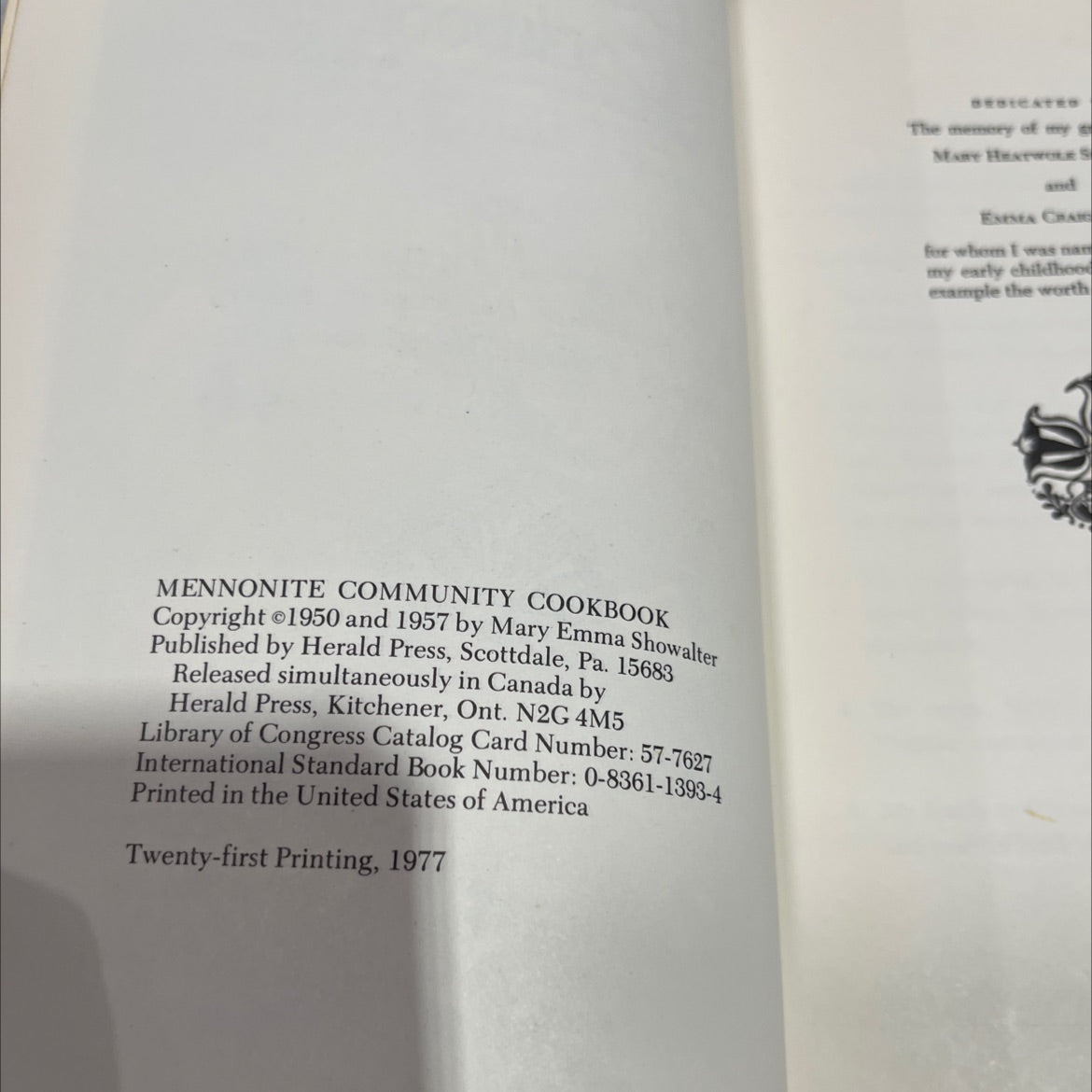 mennonite community cookbook favorite family recipes book, by mary emma showalter, 1977 Hardcover image 3