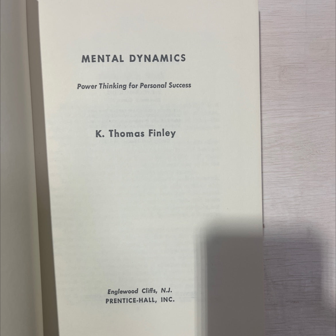 mental dynamics power thinking for personal success book, by K. Thomas Finley, 1966 Hardcover, Vintage image 2