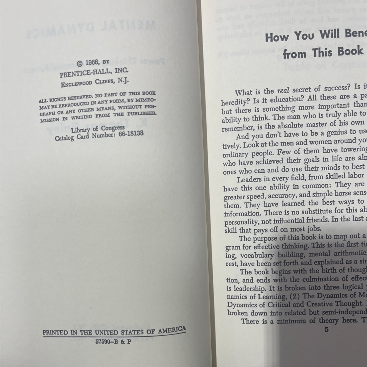 mental dynamics power thinking for personal success book, by K. Thomas Finley, 1966 Hardcover, Vintage image 3
