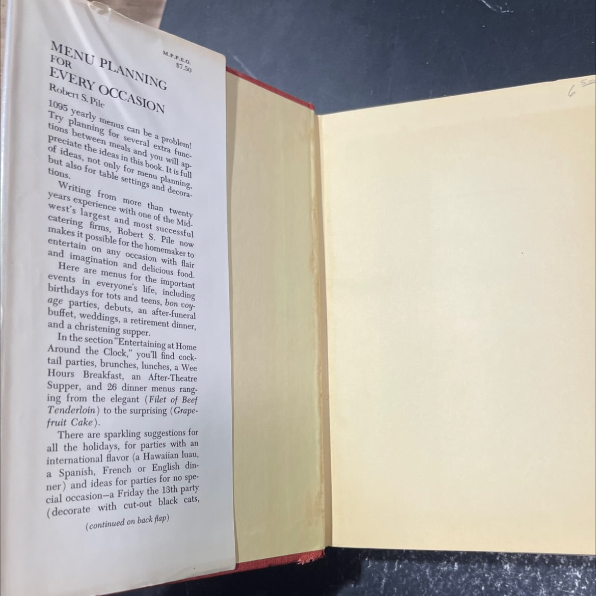 menu planning for every occasion book, by Robert S. Pile, 1968 Hardcover image 4