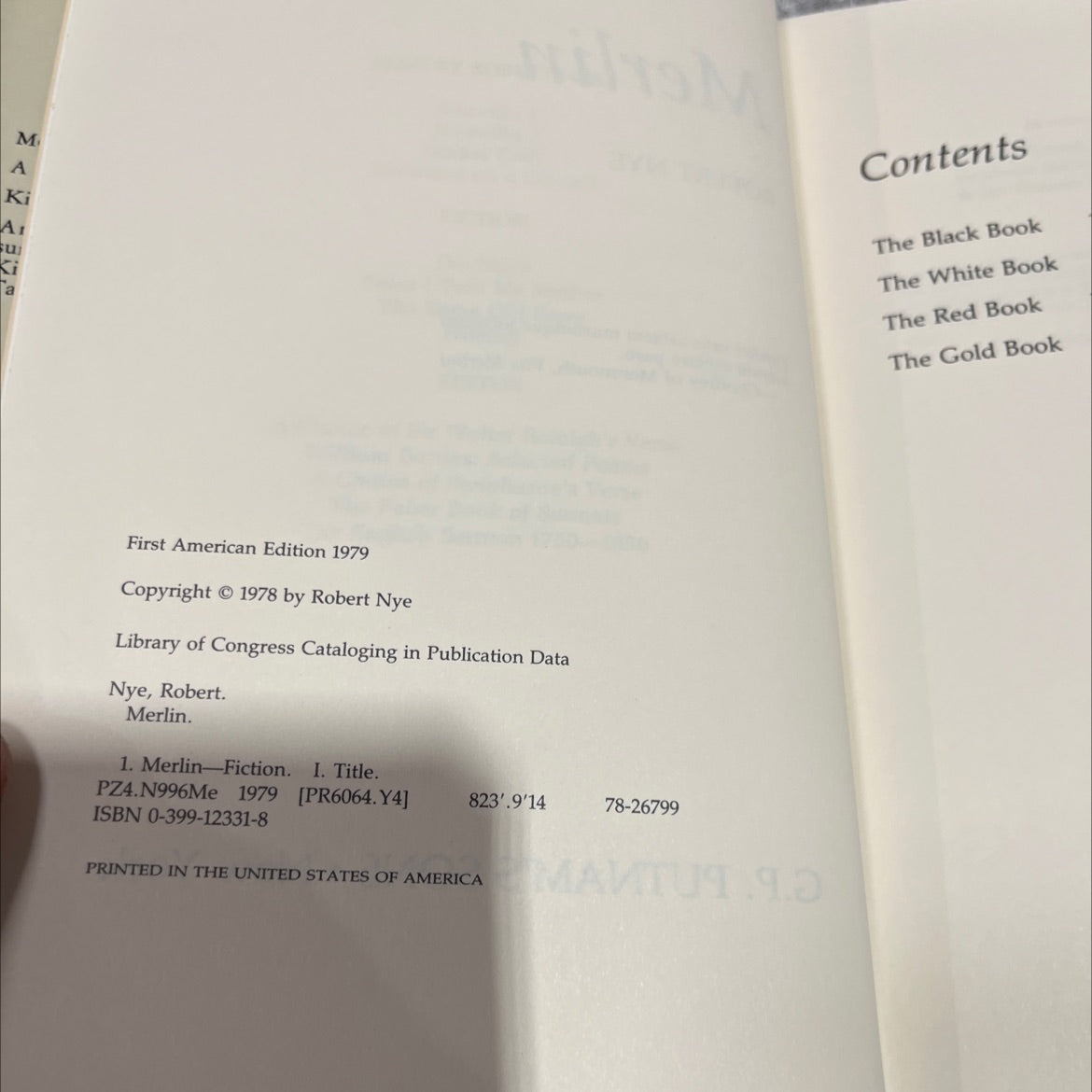 merlin book, by robert nye, 1979 Hardcover image 3