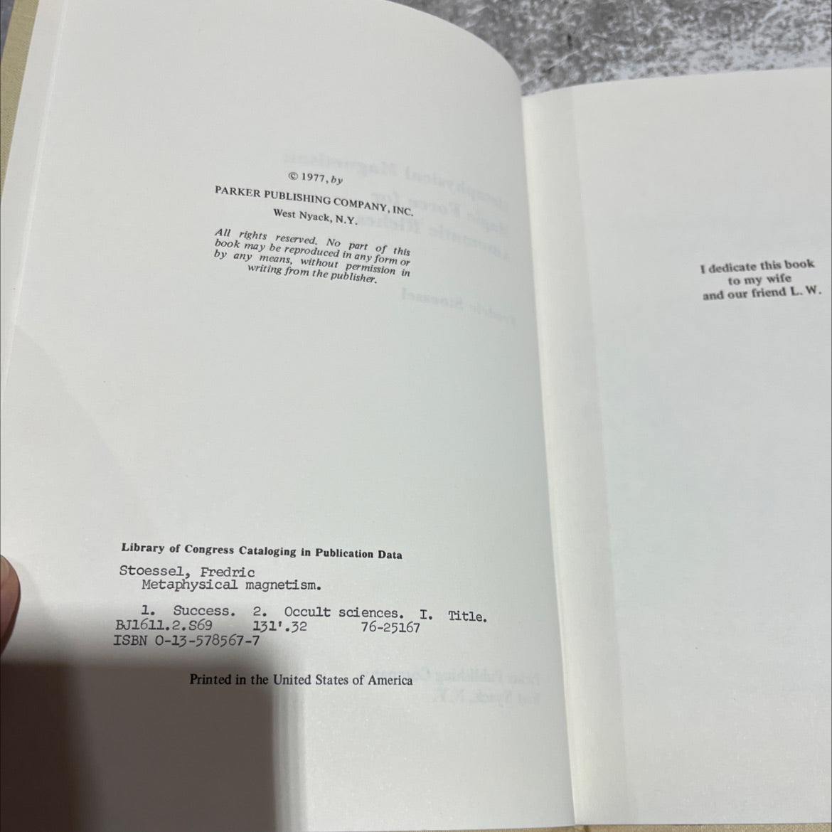 metaphysical magnetism: magic force for automatic riches book, by fredric stoessel, 1977 Hardcover image 3
