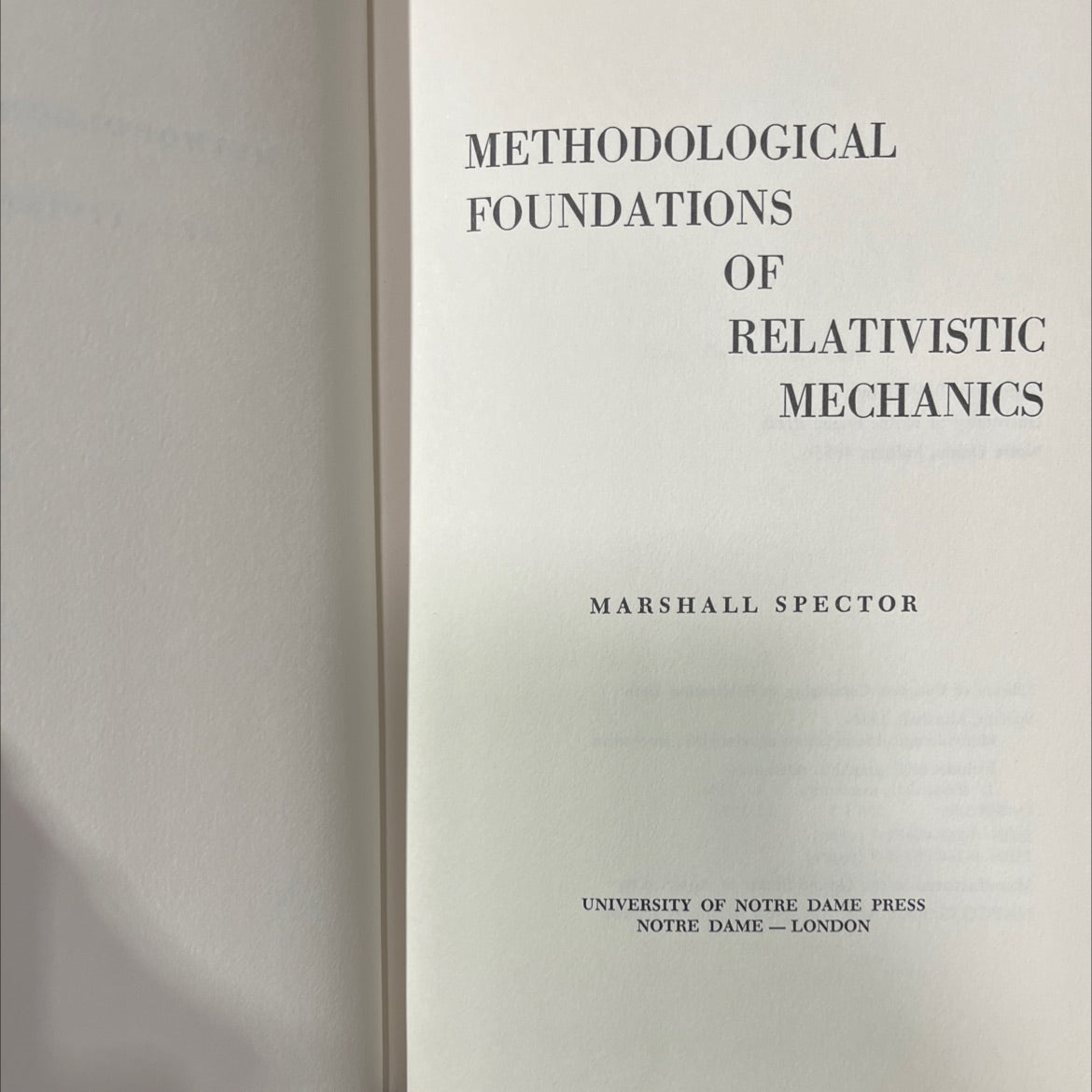 methodological foundations of relativistic mechanics book, by Marshall Spector, 1972 Hardcover image 2