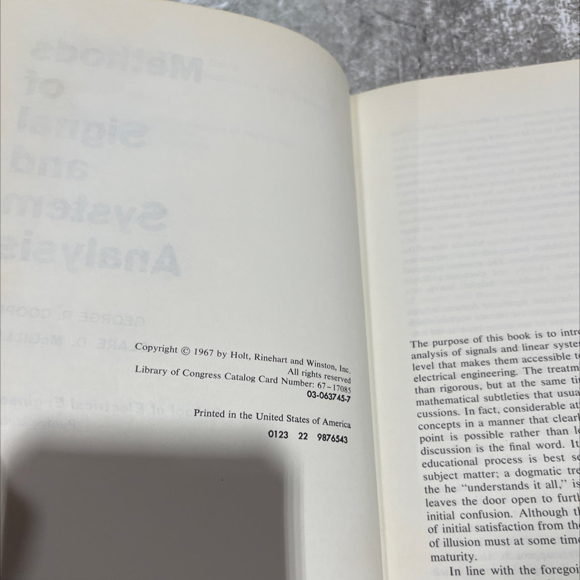 methods of signal and system analysis book, by george r. cooper, clare d. mcgillem, 1967 Hardcover image 3