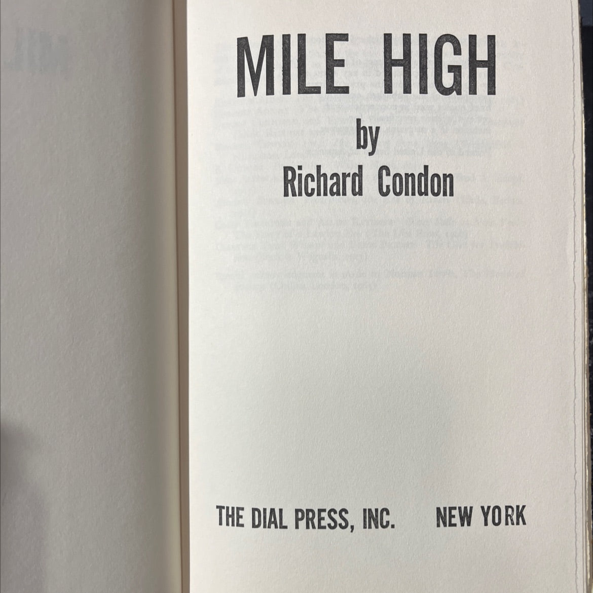 mile high book, by Richard Condon, 1969 Hardcover image 2
