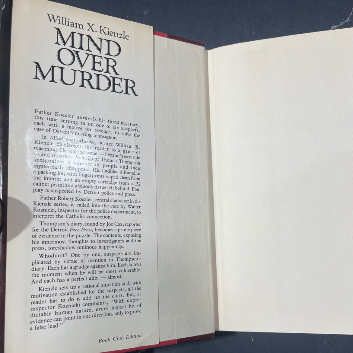 mind over murder book, by william x. kienzle, 1981 Hardcover image 4
