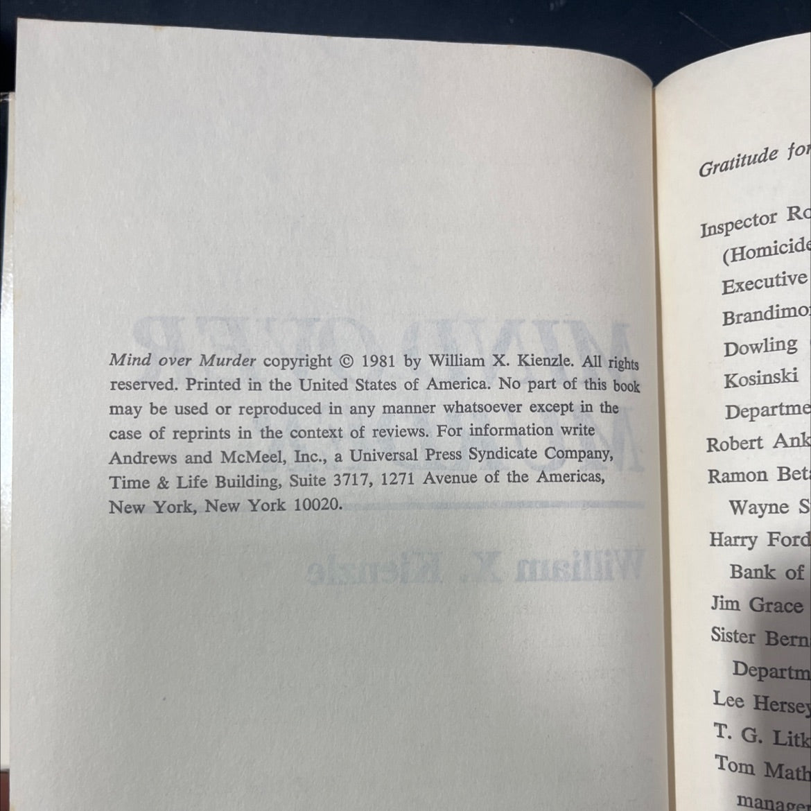 mind over murder book, by william x. kienzle, 1981 Hardcover image 3