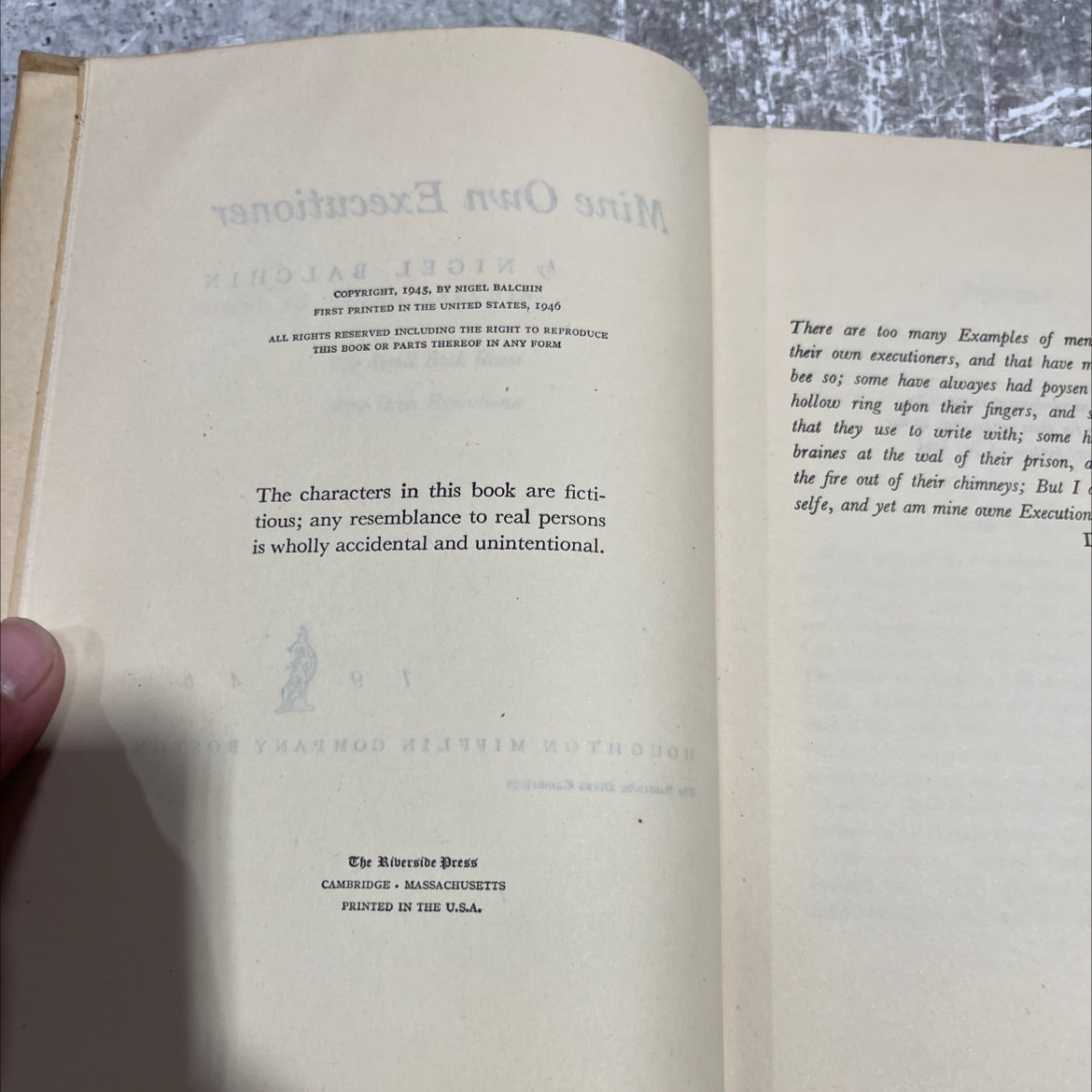 mine own executioner book, by nigel balchin, 1946 Hardcover image 3