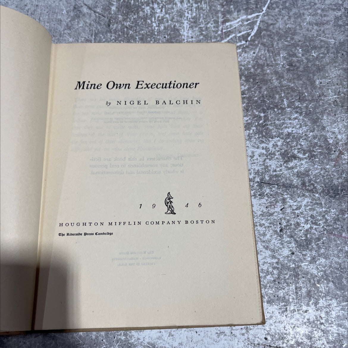 mine own executioner book, by nigel balchin, 1946 Hardcover image 2