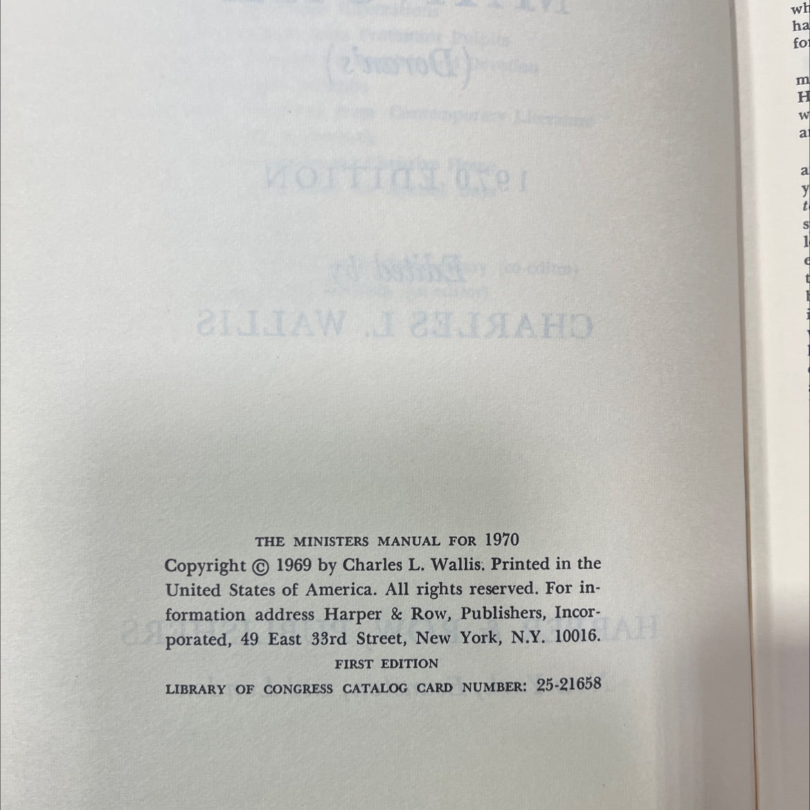 ministers manual for 1970 book, by Charles L. Wallis, 1970 Hardcover image 3