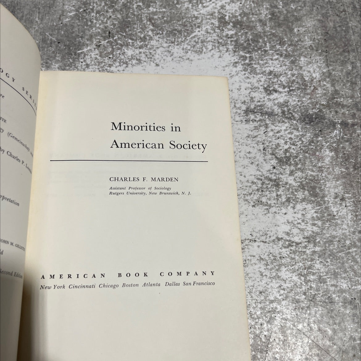 minorities in american society book, by charles f. marden, 1952 Hardcover image 2