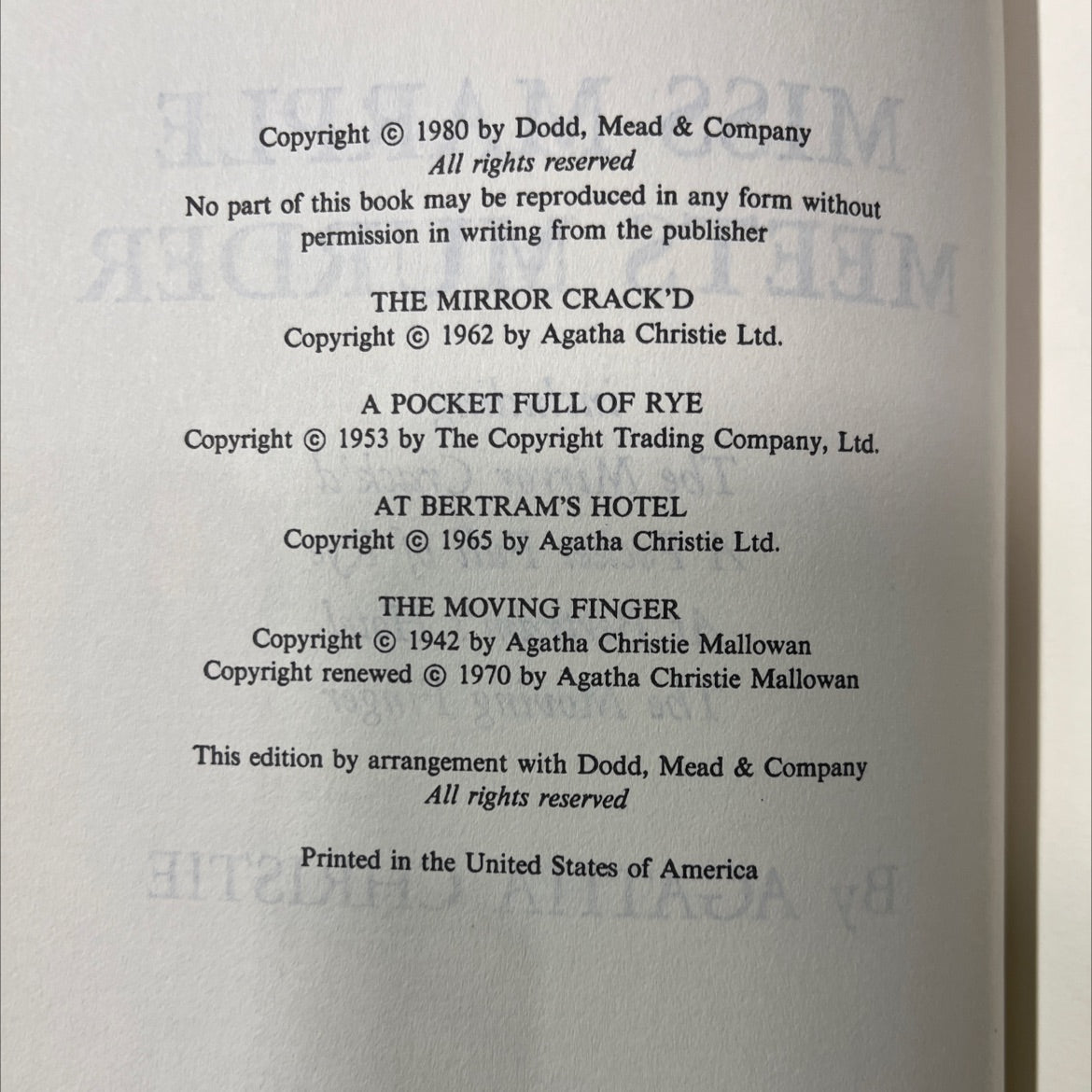 miss marple meets murder book, by agatha christie, 1970 Hardcover image 3