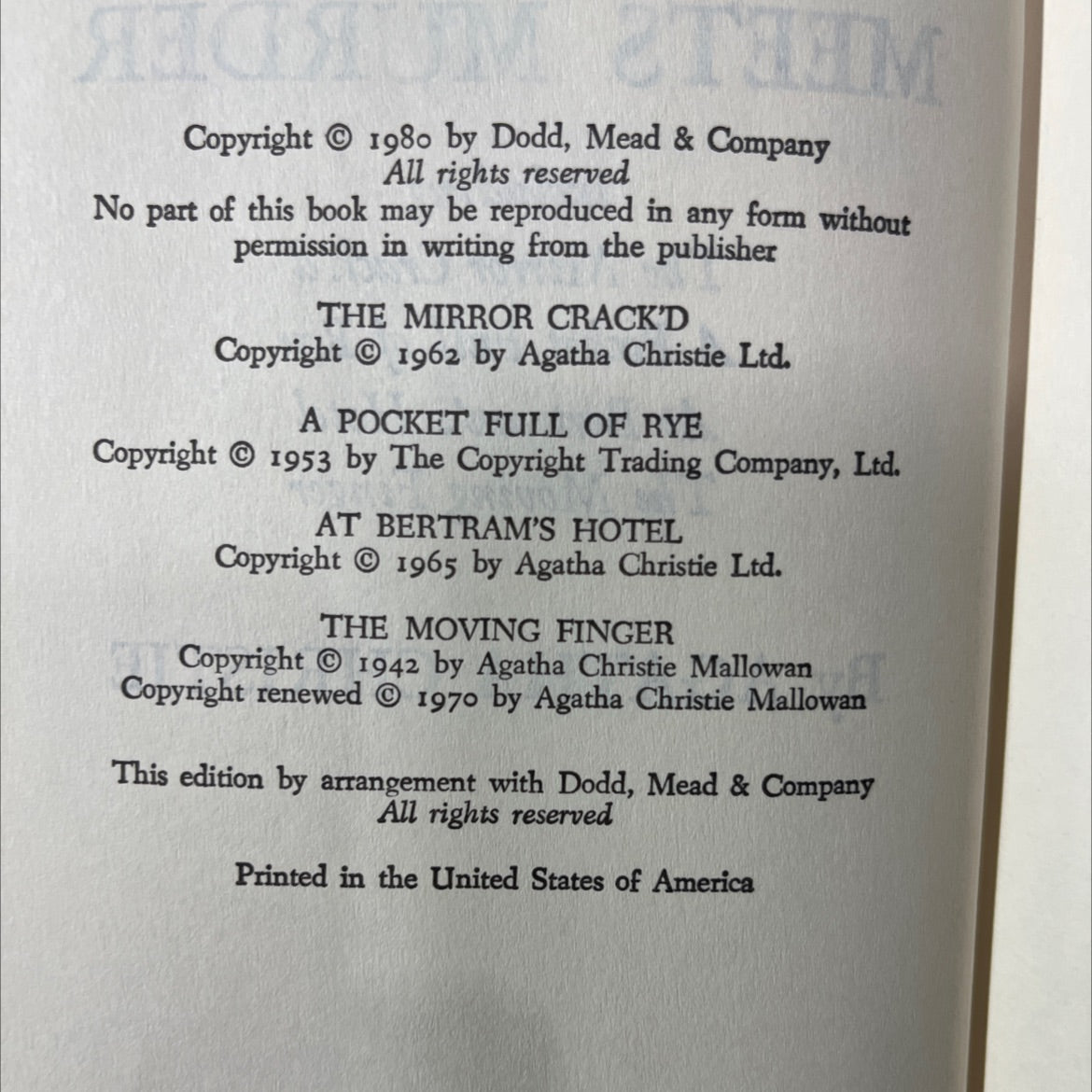 miss marple meets murder book, by agatha christie, 1980 Hardcover image 3