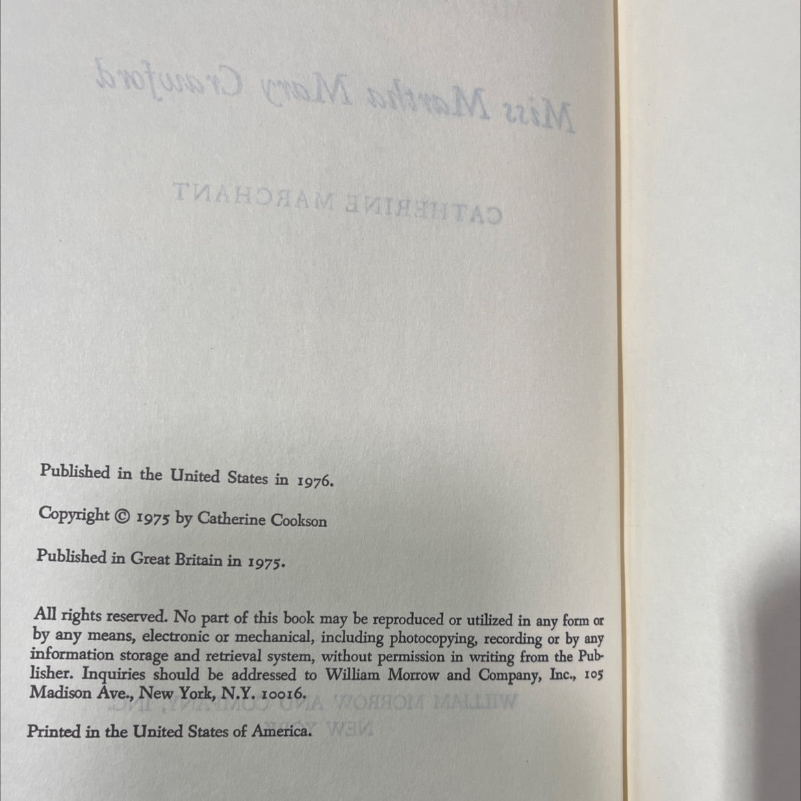 miss martha mary crawford book, by catherine cookson, 1976 Hardcover image 3