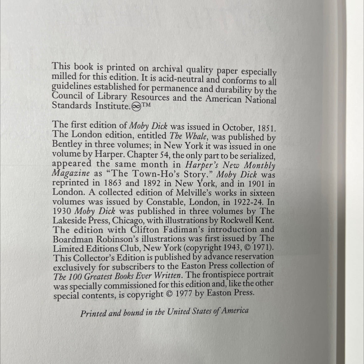 moby dick; or, the whale book, by herman melville, 1971 Leather image 3