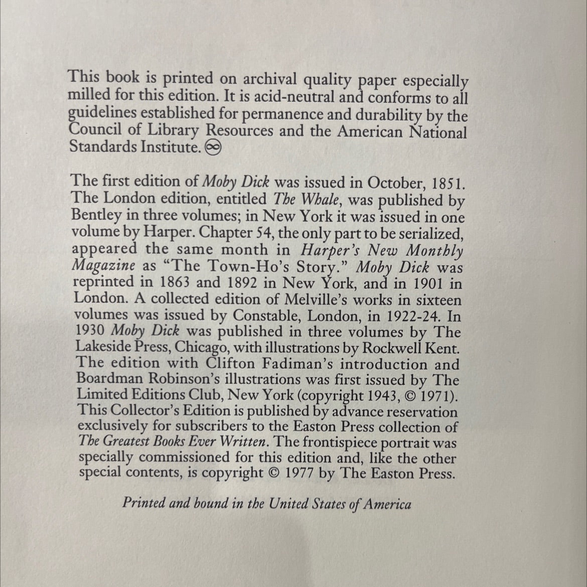 moby dick; or, the whale book, by herman melville, 1971 Leather image 3