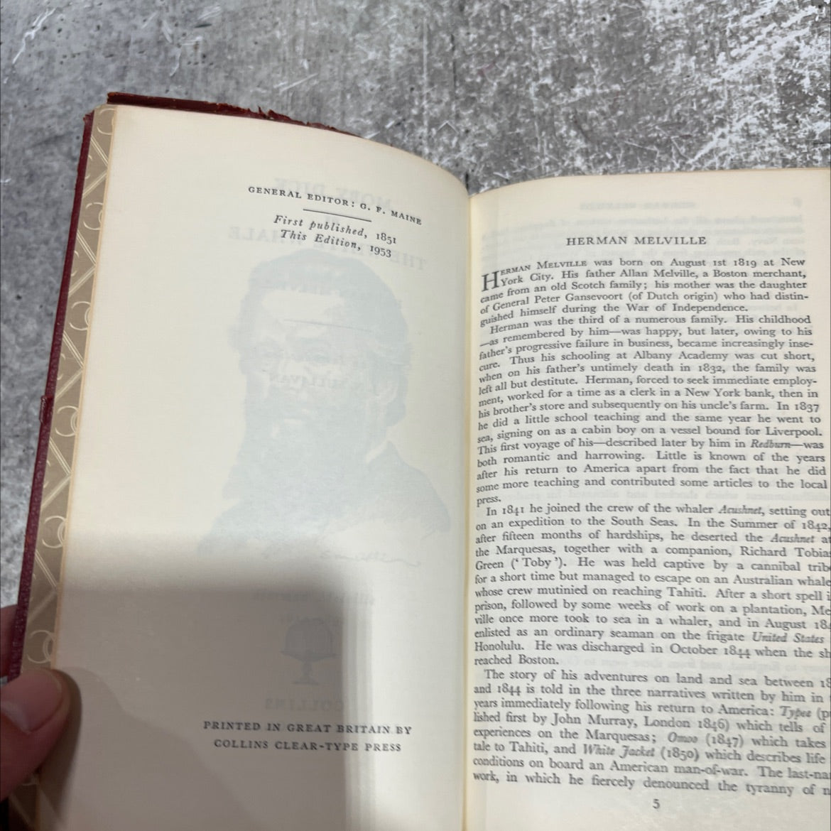 moby dick or the white whale book, by herman melville, 1953 Leather image 3