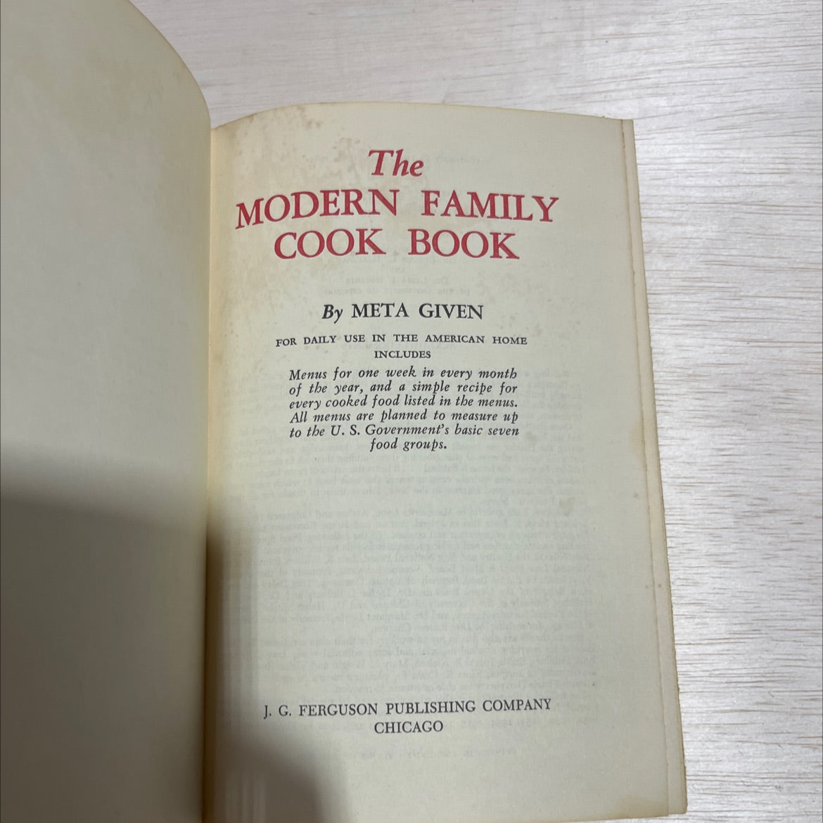 modern family cook book book, by meta given, 1961 Hardcover image 2
