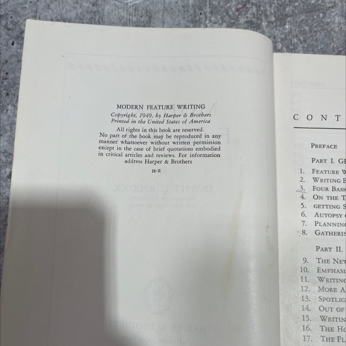 modern feature writing book, by dewitt c. reddick, 1949 Hardcover image 3