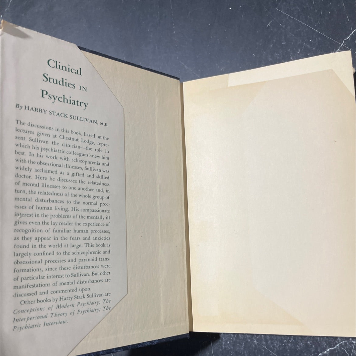 modern psychiatry theory of psychiatry book, by harry stack sullivan, m.d., 1956 Hardcover image 4