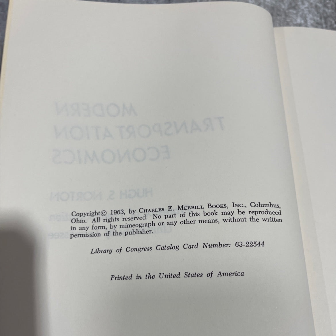 modern transportation economics book, by hugh s. norton, 1963 Hardcover image 3