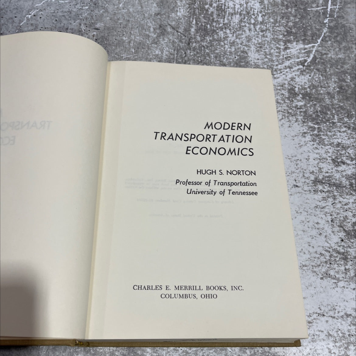 modern transportation economics book, by hugh s. norton, 1963 Hardcover image 2