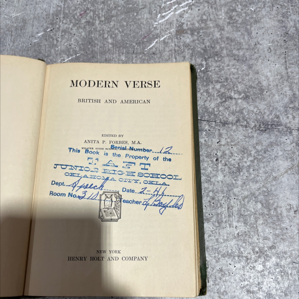 modern verse british and american book, by anita p. forbes, 1921 Hardcover image 2