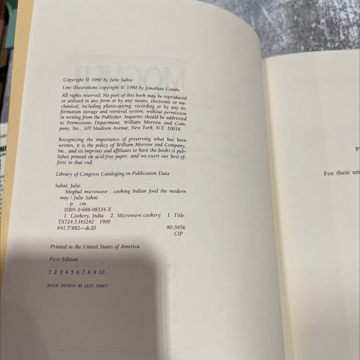 moghul microwave cooking indian food the modern way book, by Julie Sahni, 1990 Hardcover image 3