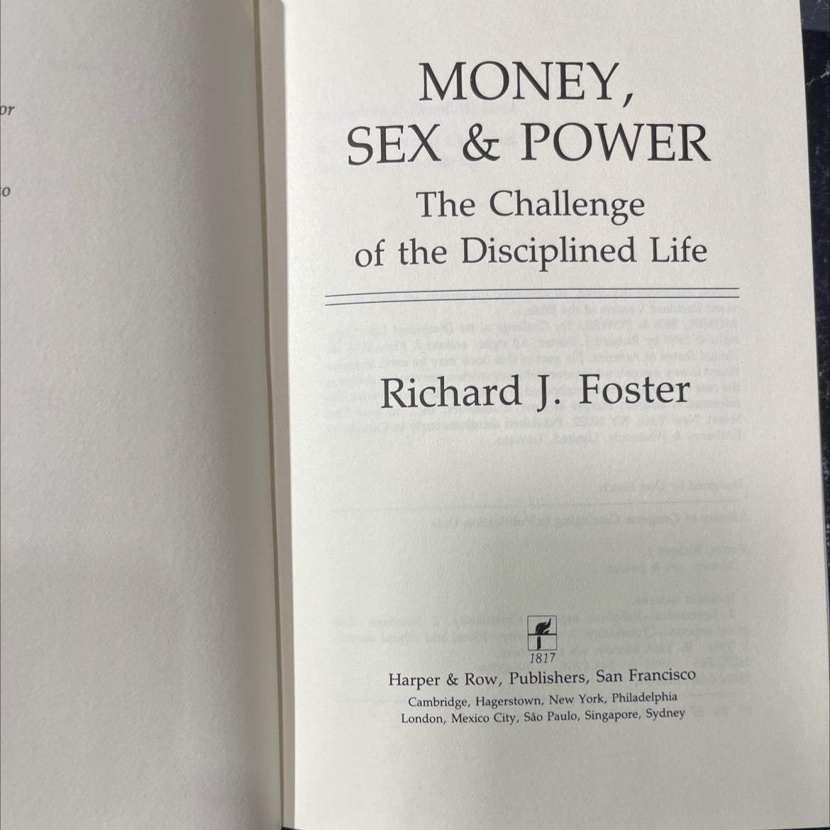 money, sex & power: the challenge of the disciplined life book, by Richard J. Foster, 1985 Hardcover image 2
