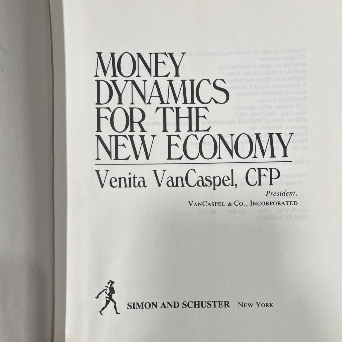 money dynamics for the new economy book, by venita vancaspel, 1986 Hardcover image 2