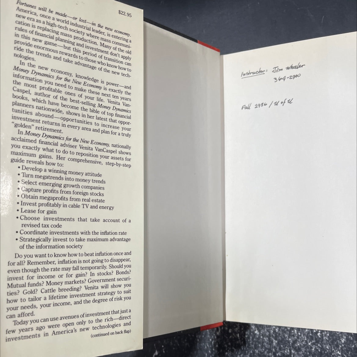 money dynamics for the new economy book, by venita vancaspel, 1986 Hardcover image 4