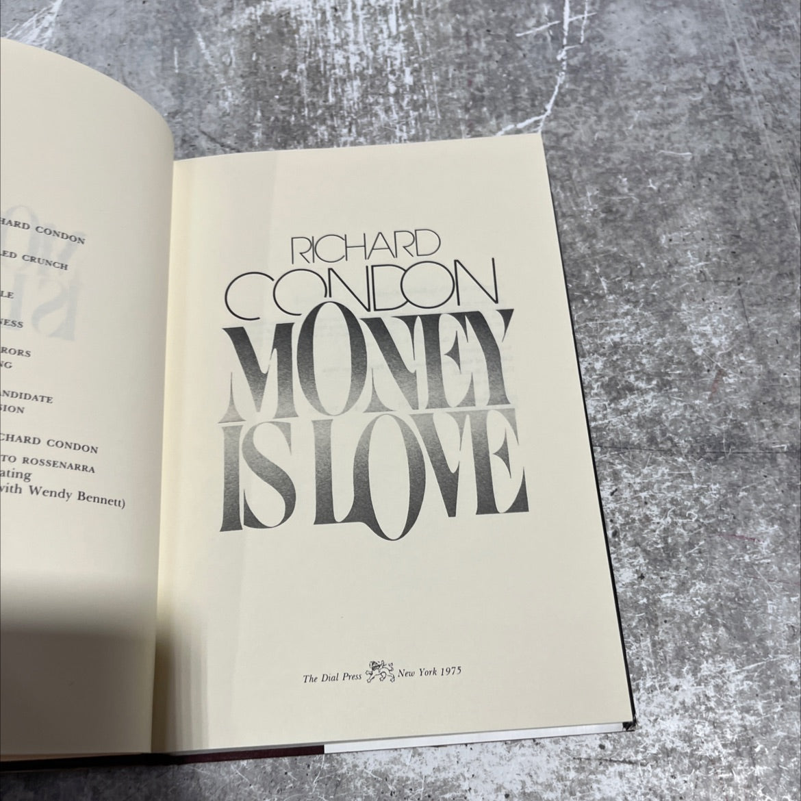 money is love book, by richard condon, 1975 Hardcover image 2