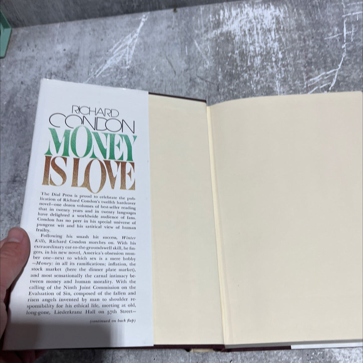 money is love book, by richard condon, 1975 Hardcover image 4