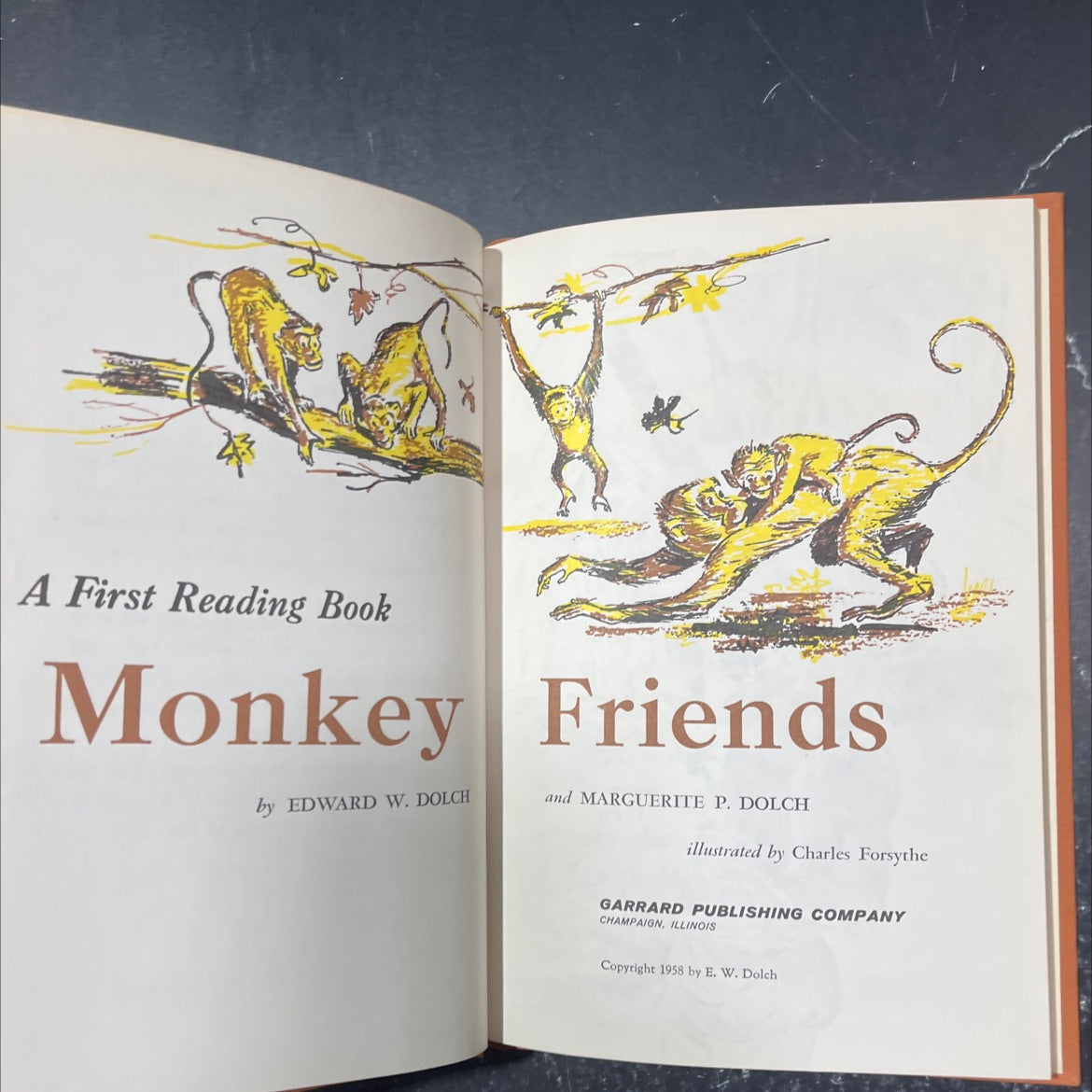 monkey friends book, by edward w. dolch, marguerite p. dolch, 1958 Hardcover image 2