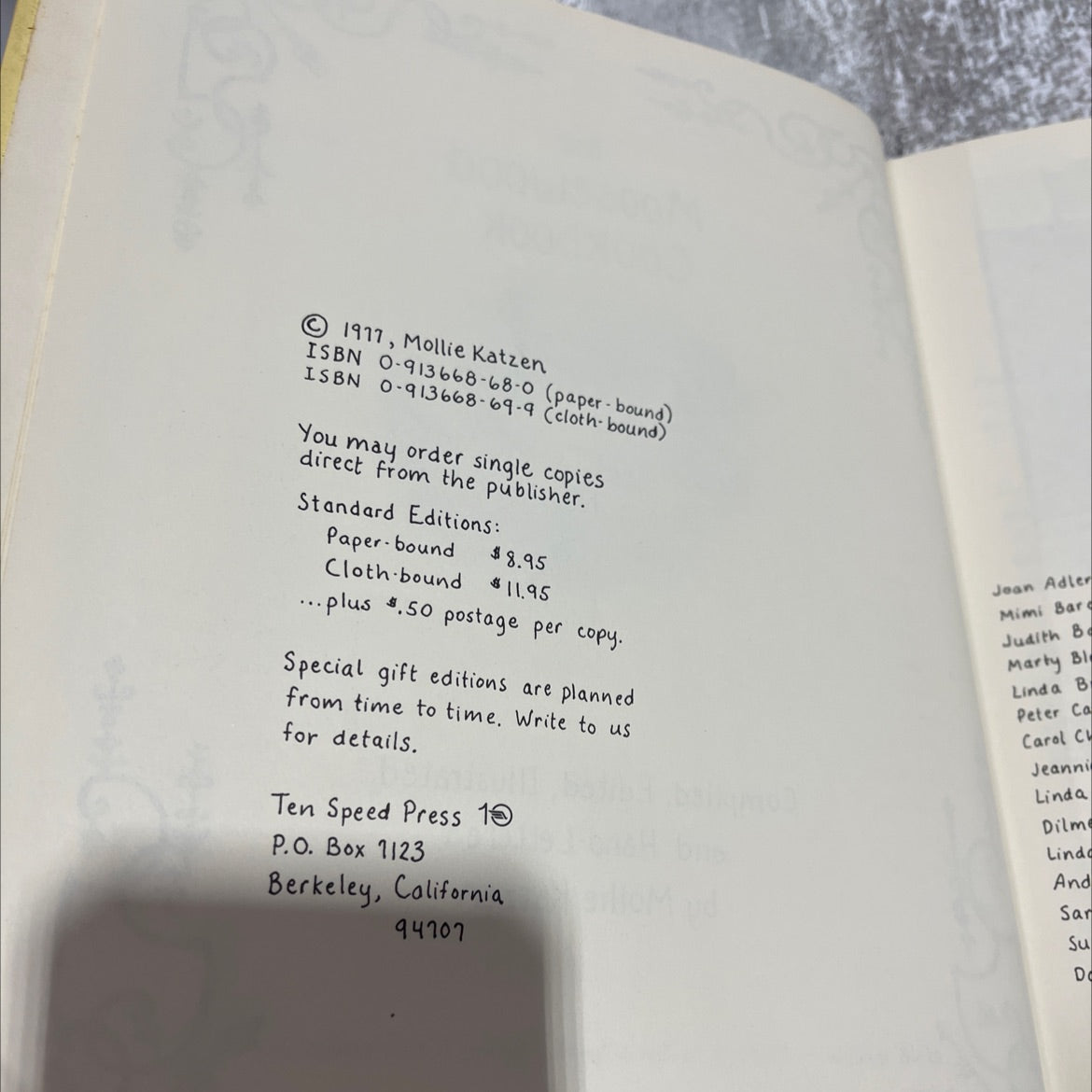 moosewood cookbook recipes from moosewood restaurant, ithaca, new york book, by mollie katzen, 1970 Hardcover image 3