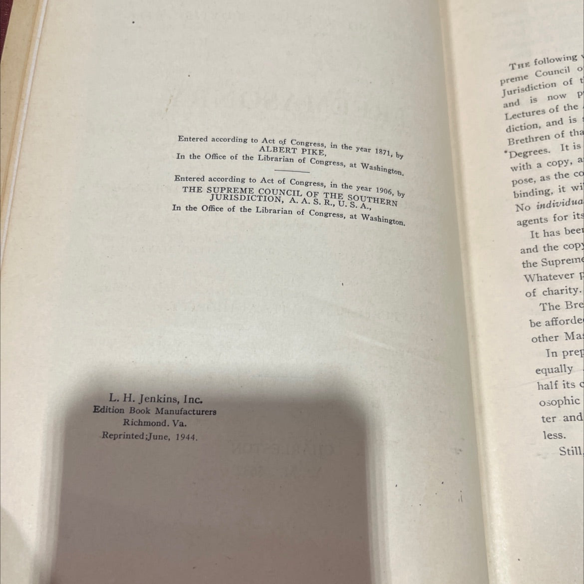 morals and dogma of the ancient and accepted scottish rite of freemasonry book, by albert pike, 1944 Hardcover image 3