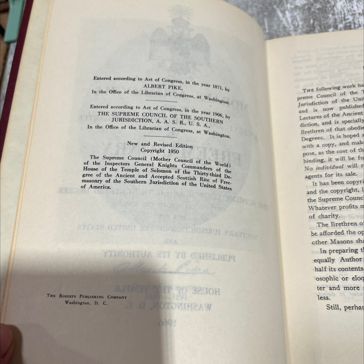 morals and dogma of the ancient and accepted scottish rite of freemasonry book, by albert pike, 1966 Hardcover image 3