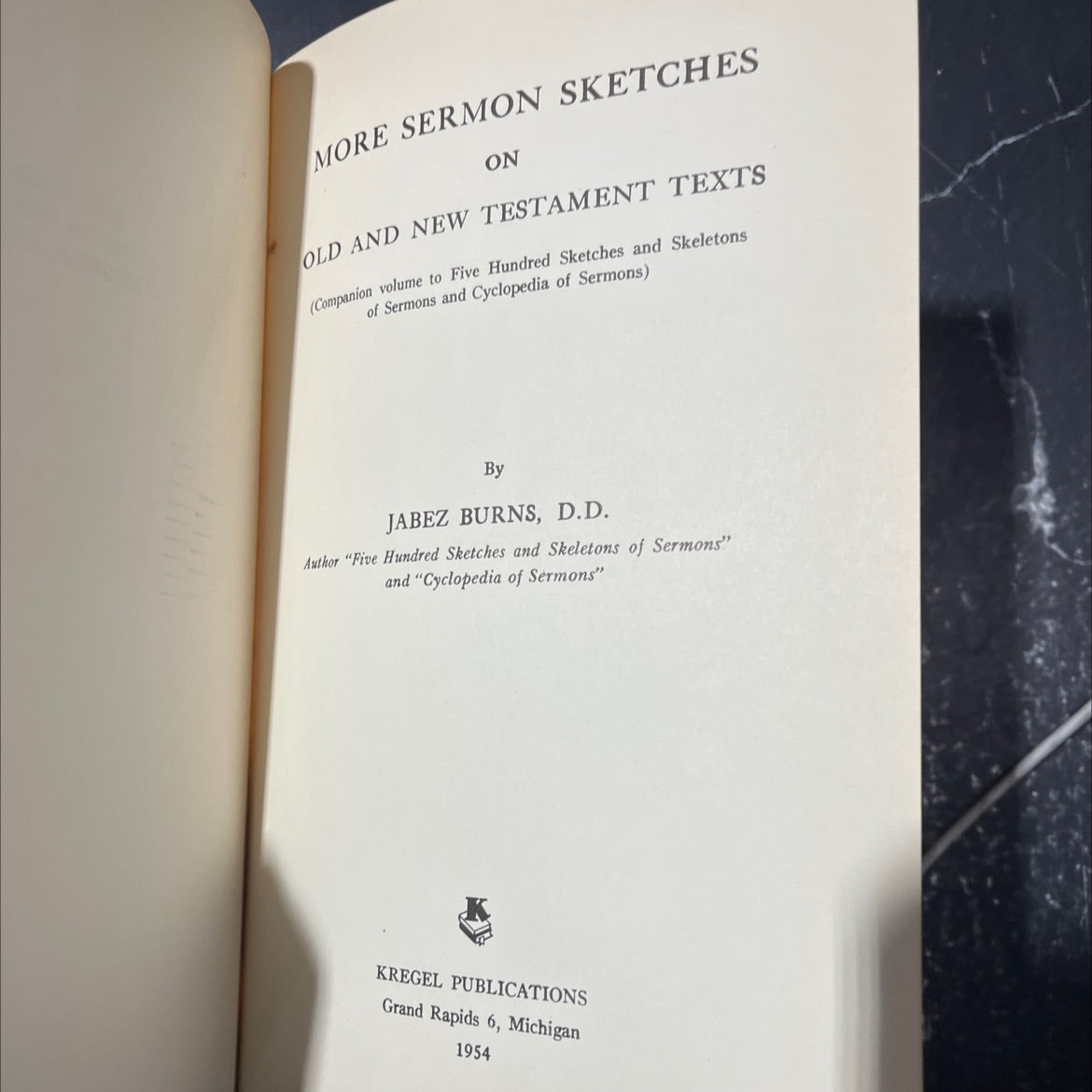 more sermon sketches on old and new testament texts book, by jabez burns, d.d., 1954 Hardcover image 2