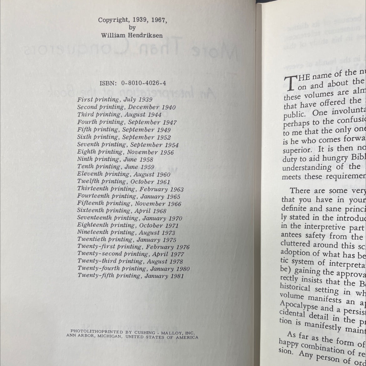 more than conquerors an interpretation of the book of revelation book, by w. hendriksen, 1970 Hardcover image 3