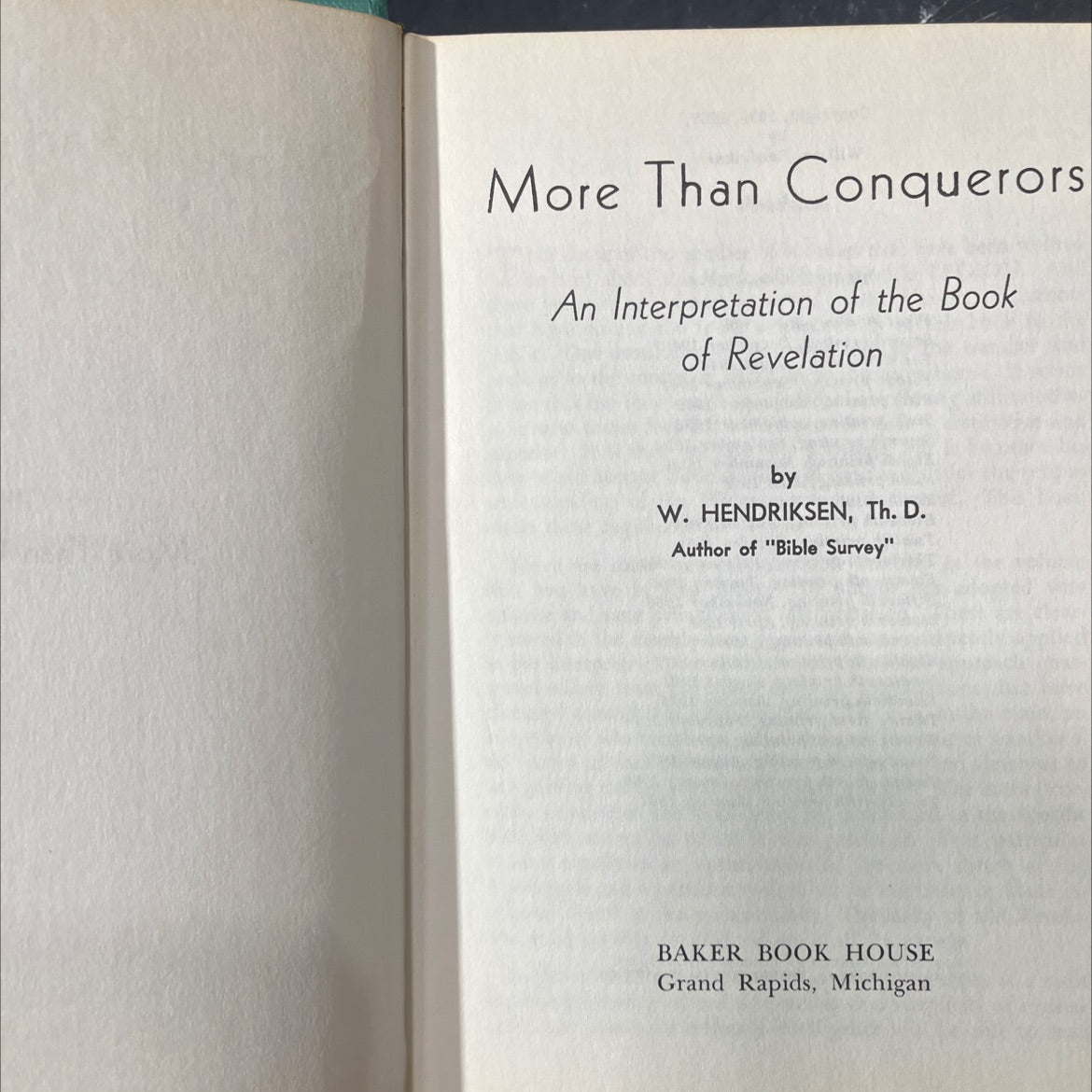 more than conquerors an interpretation of the book of revelation book, by w. hendriksen, 1970 Hardcover image 2