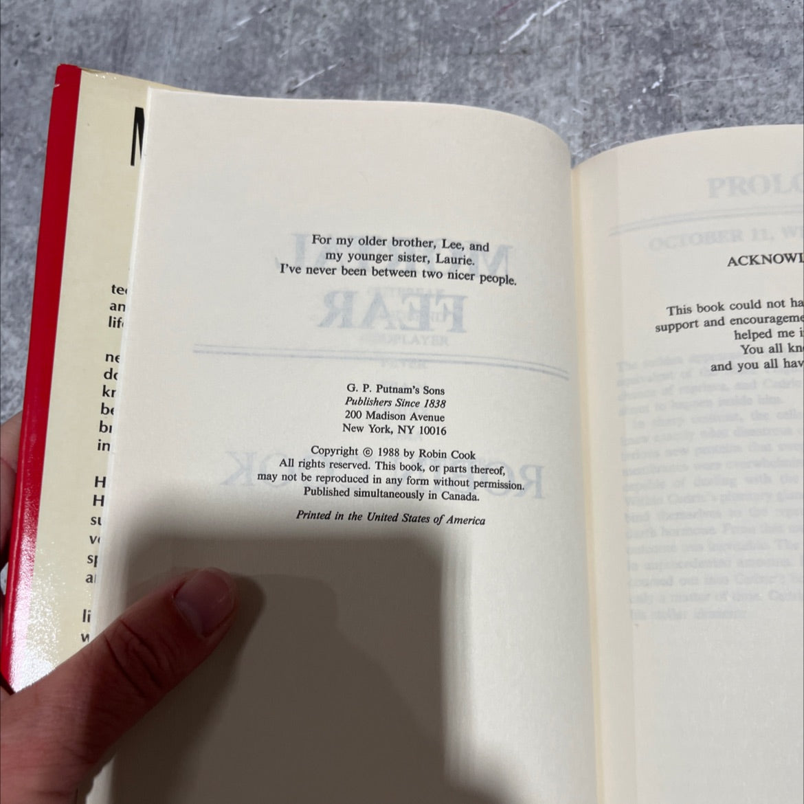 mortal fear book, by Robin Cook, 1988 Hardcover image 3