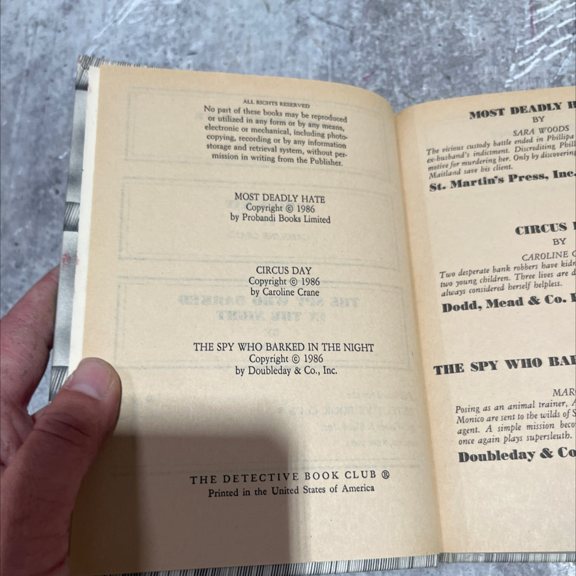 most deadly hate book, by sara woods, 1986 Hardcover image 3