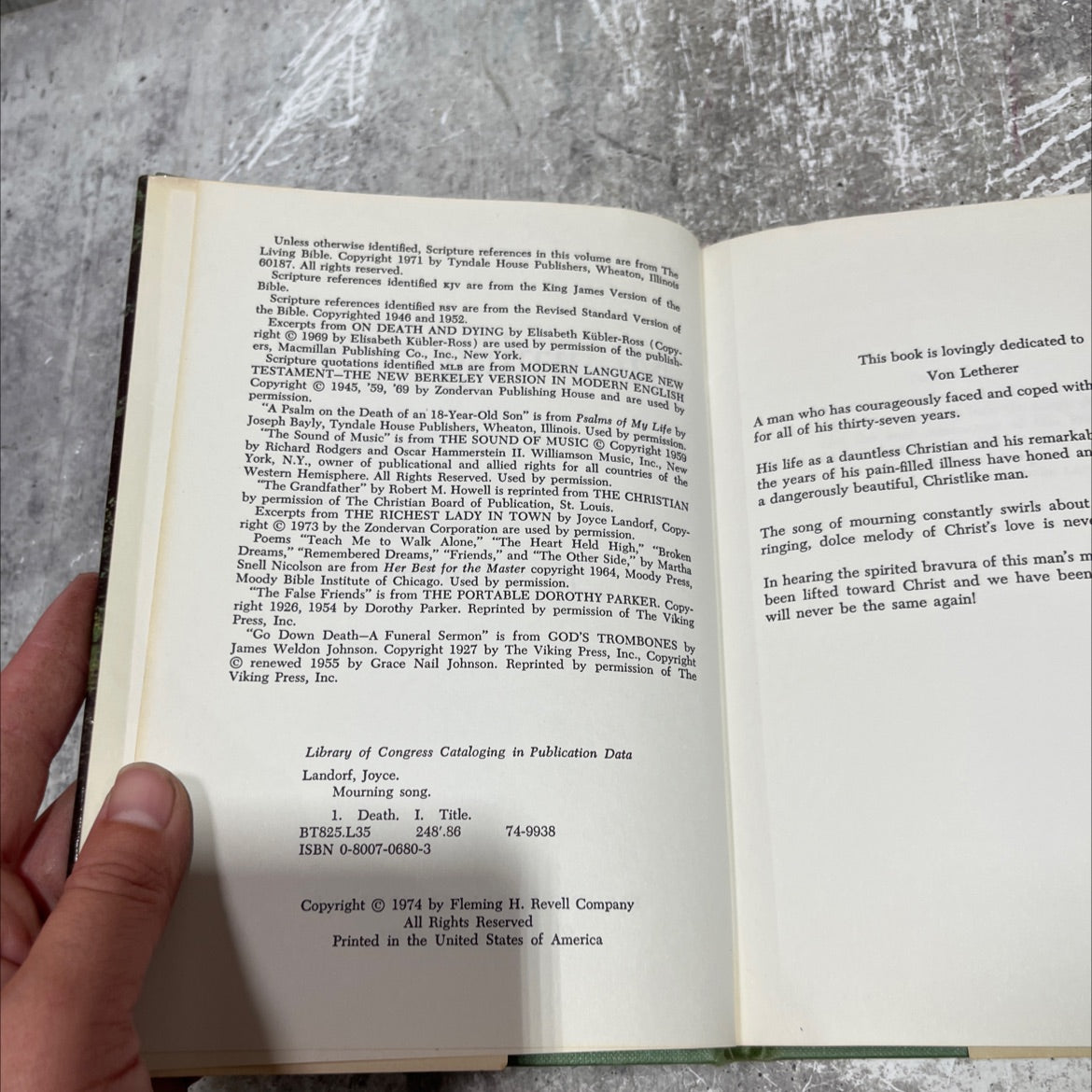 mourning song book, by joyce landorf, 1974 Hardcover image 3