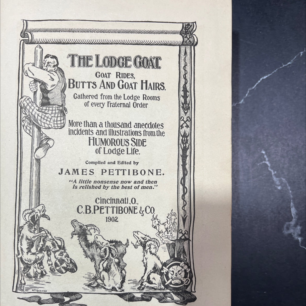 mtbm the lodge goat goat rides, butts and goat hairs book, by james pettibone, 1902 Hardcover, Rare, Antique image 2