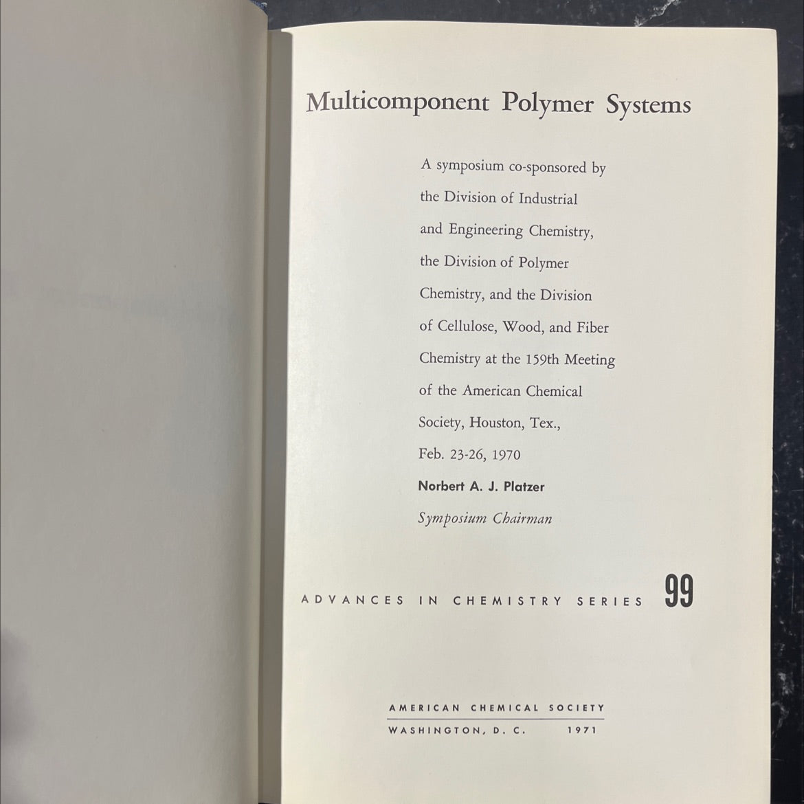multicomponent polymer systems book, by norbert a. j. platzer, 1971 Hardcover image 2