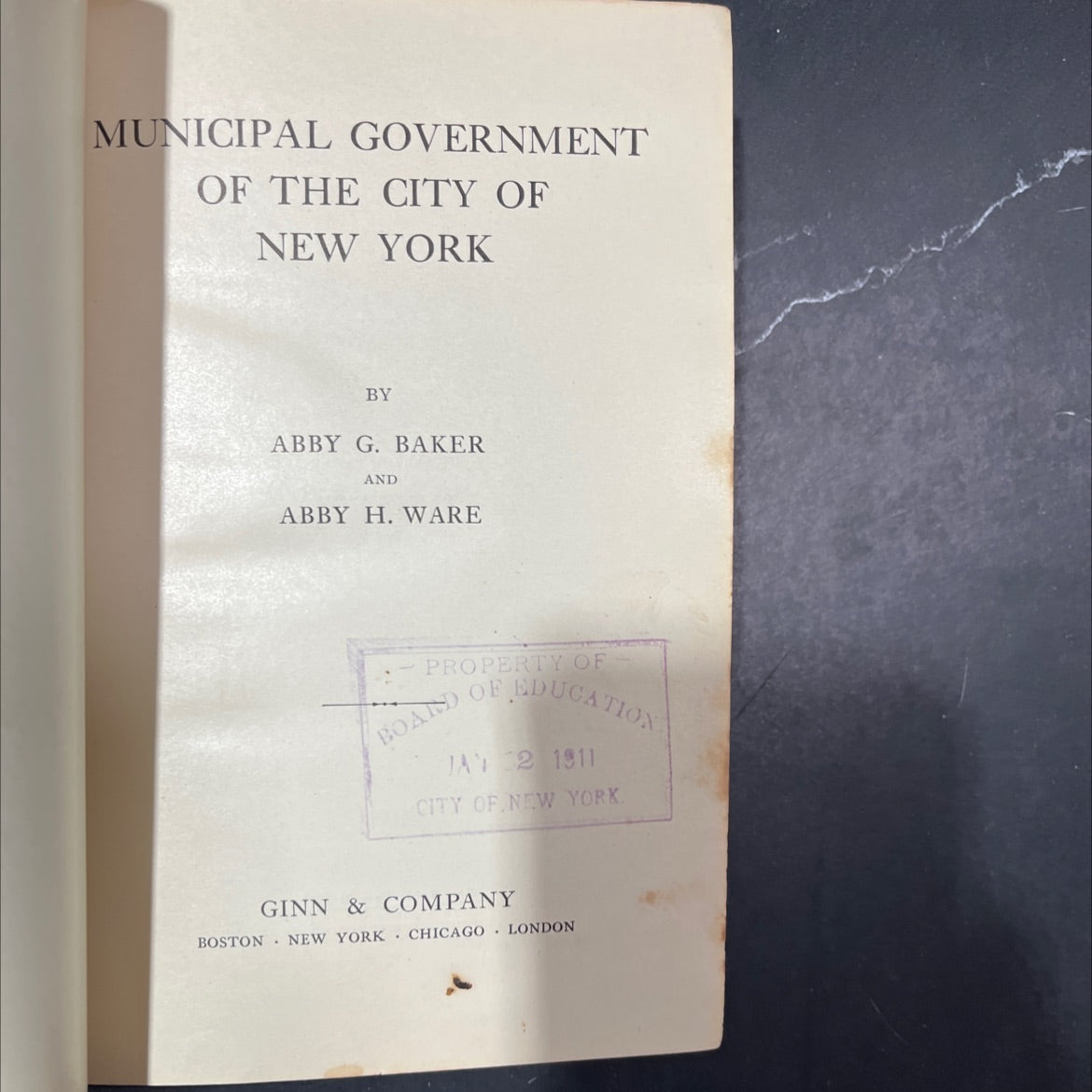 municipal government of the city of new york book, by abby g. baker, abby h. ware, 1911 Hardcover image 2