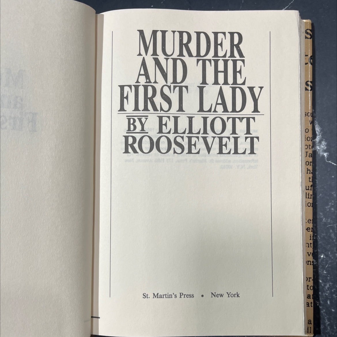 murder and the first lady book, by Elliott Roosevelt, 1984 Hardcover image 2
