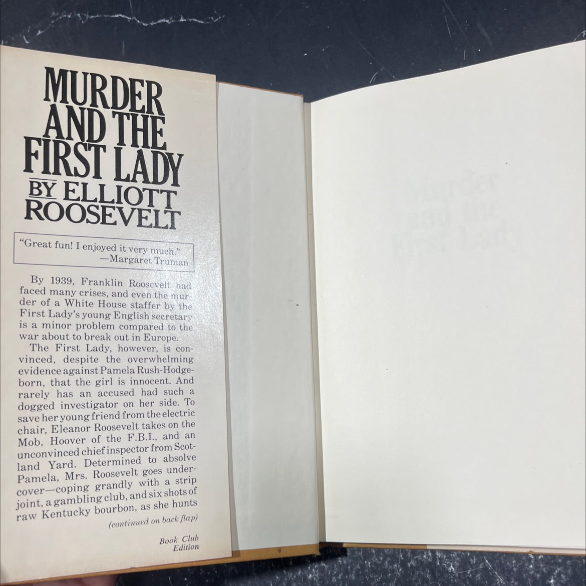 murder and the first lady book, by Elliott Roosevelt, 1984 Hardcover image 4