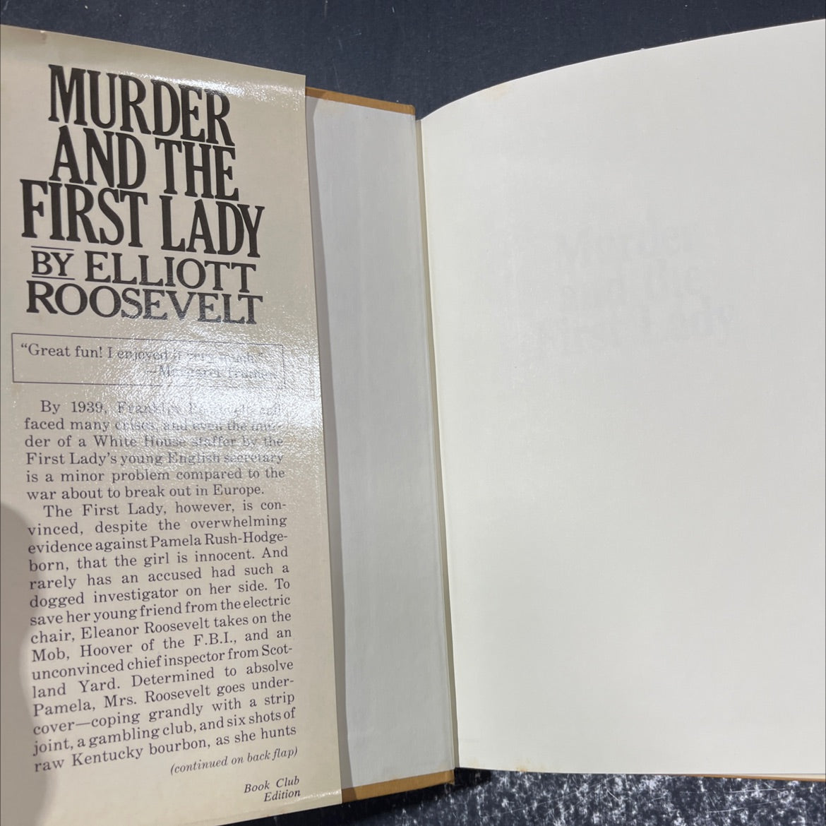 murder and the first lady book, by Elliott Roosevelt, 1984 Hardcover image 4